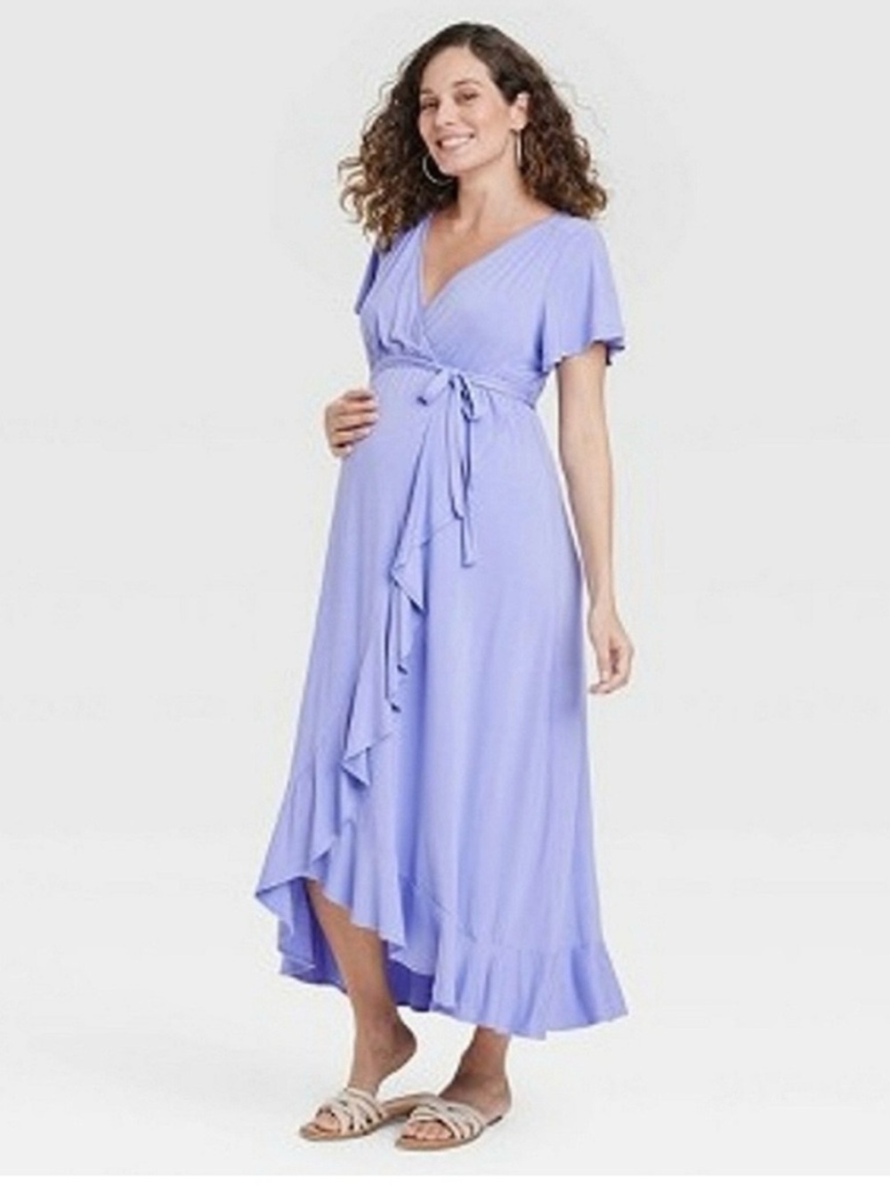 Flutter Short Sleeve Knit Maternity Dress - Isabel Maternity Baby Shower Dress